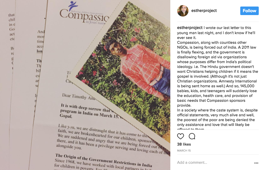 compassion leaving india letter